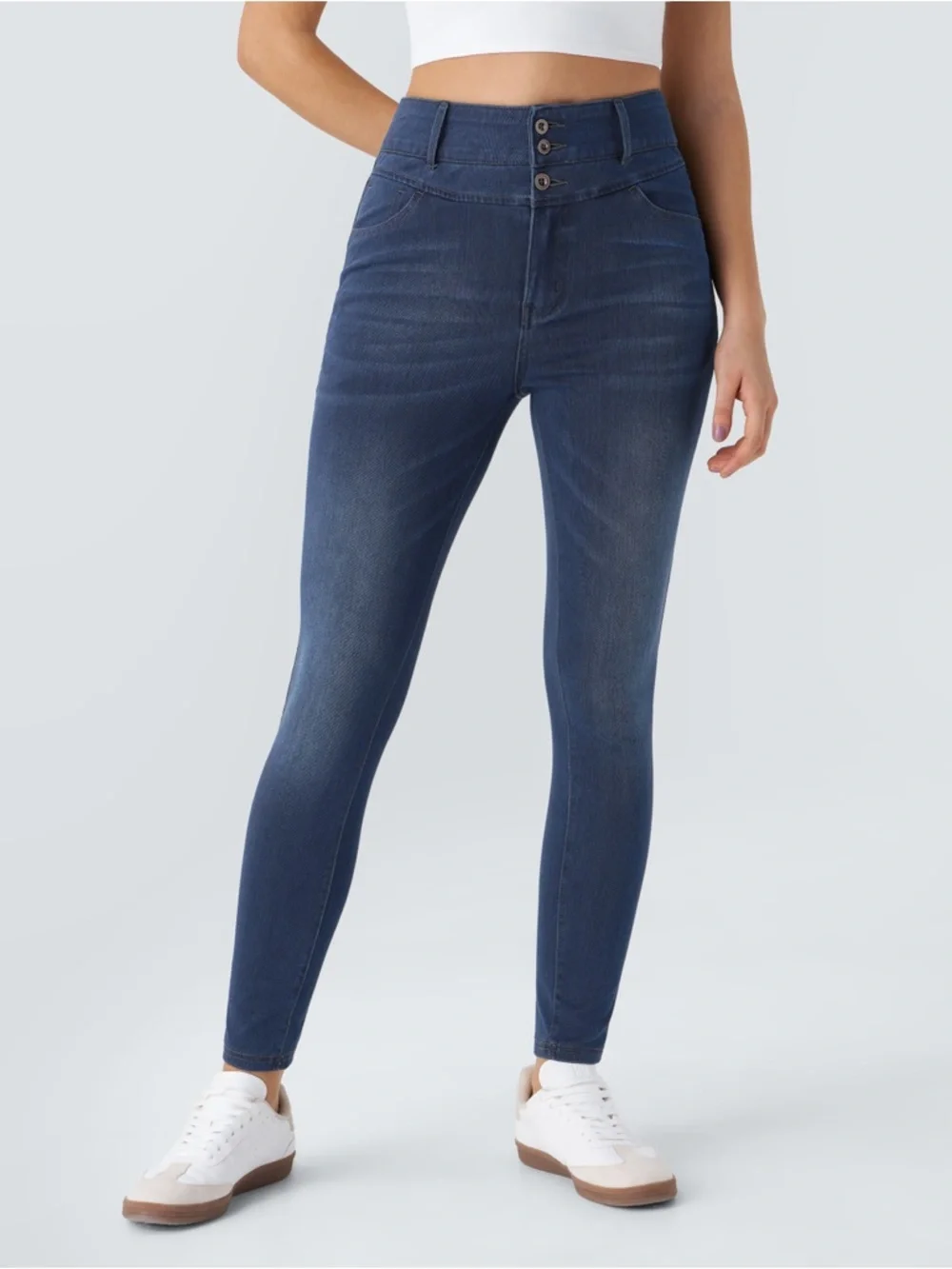 Halara‎ Flex™ High Waisted Zipper Pockets Casual Skinny Jeans Size Large Regular